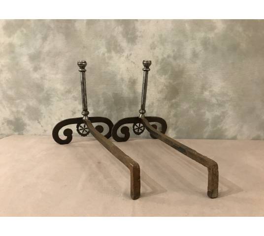 Beautiful pair of wrought iron tracks from the 18th century