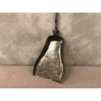 Beautiful old iron and bronze fireplace shovel from the 18th century