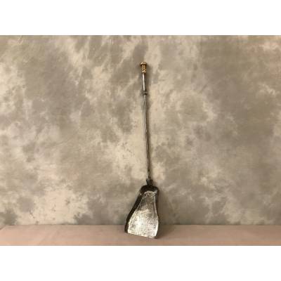 Beautiful old iron and bronze fireplace shovel from the 18th century