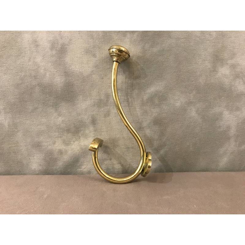 Coat hook, polished and varnished brass coat rack from the 19th century