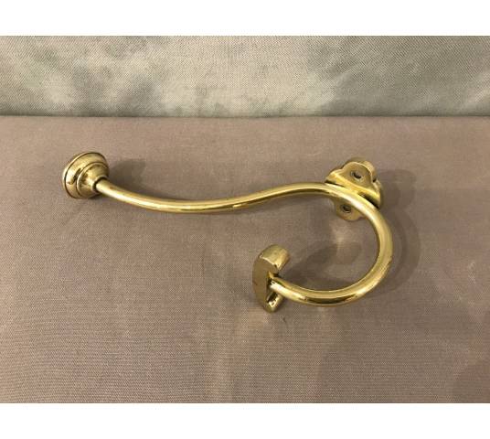 Coat hook, polished and varnished brass coat rack from the 19th century