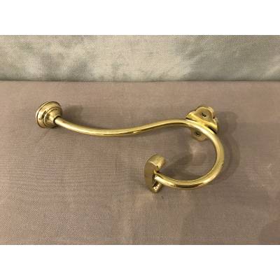 Coat hook, polished and varnished brass coat rack from the 19th century