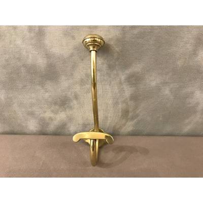 Coat hook, polished and varnished brass coat rack from the 19th century