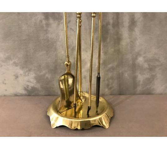 Beautiful 3-piece brass fireplace servant from the 19th century