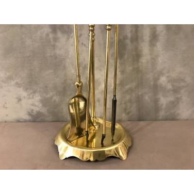 Beautiful 3-piece brass fireplace servant from the 19th century