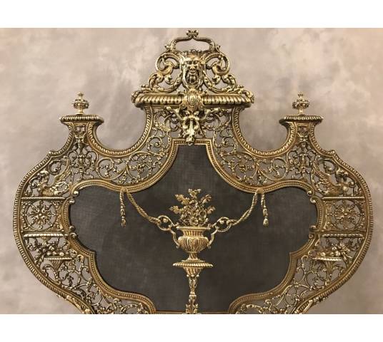 Beautiful firewall, bronze fireplace screen from the 19th century