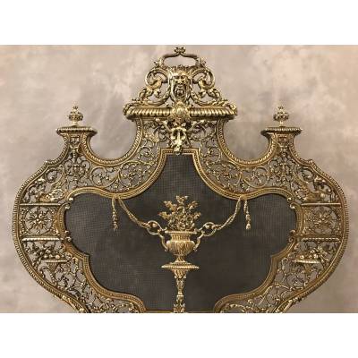 Beautiful firewall, bronze fireplace screen from the 19th century