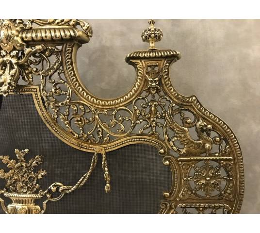 Beautiful firewall, bronze fireplace screen from the 19th century