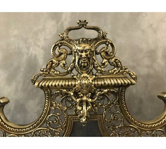 Beautiful firewall, bronze fireplace screen from the 19th century