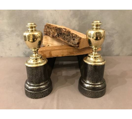 Pair of old cast iron and brass tracks from the 19th century