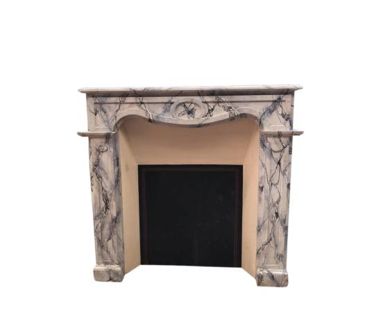 Small decorative fireplace in marbled painted wood from the late 19th century