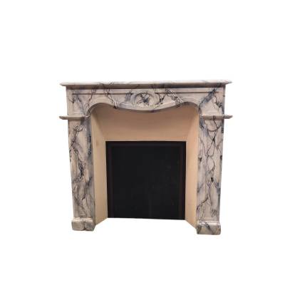 Small decorative fireplace in marbled painted wood from the late 19th century