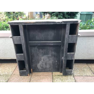 Small decorative fireplace in marbled painted wood from the late 19th century