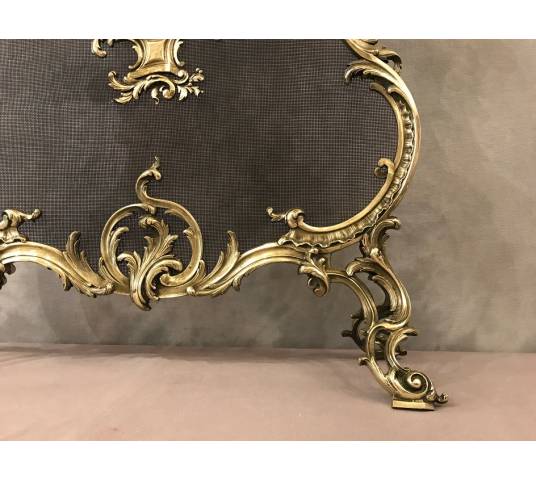 Fireplace firewall bronze fire screen from the 19th century