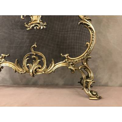 Fireplace firewall bronze fire screen from the 19th century