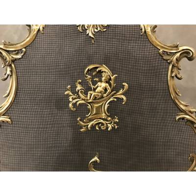 Fireplace firewall bronze fire screen from the 19th century