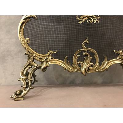 Fireplace firewall bronze fire screen from the 19th century