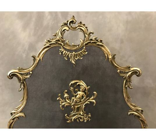 Fireplace firewall bronze fire screen from the 19th century