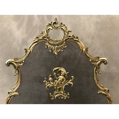 Fireplace firewall bronze fire screen from the 19th century