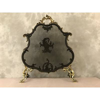 Fireplace firewall bronze fire screen from the 19th century