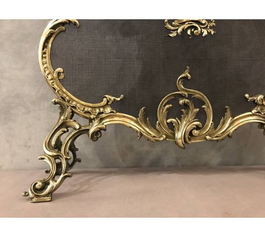 Fireplace firewall bronze fire screen from the 19th century