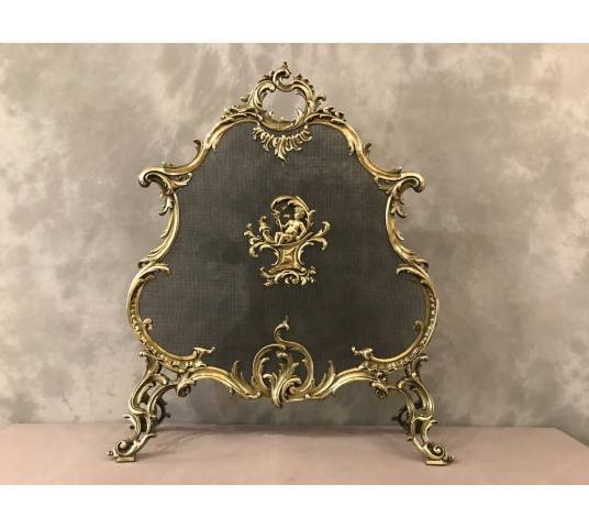 Fireplace firewall bronze fire screen from the 19th century