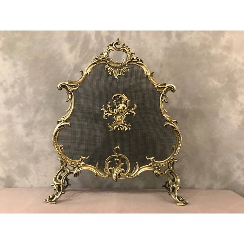 Fireplace firewall bronze fire screen from the 19th century