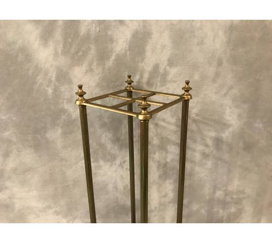 Small square brass umbrella stand from the twentieth century