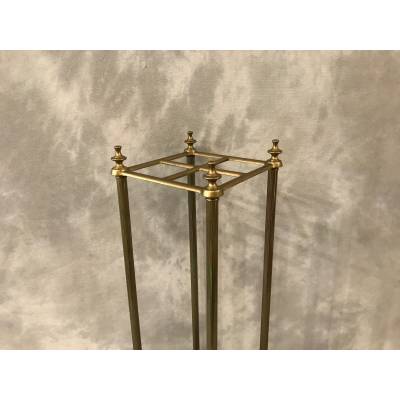 Small square brass umbrella stand from the twentieth century