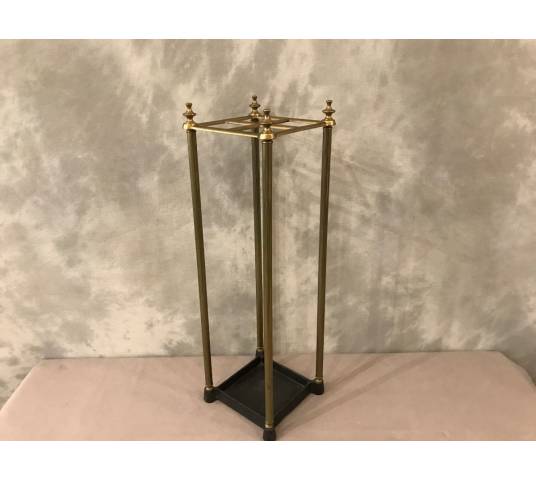 Small square brass umbrella stand from the twentieth century