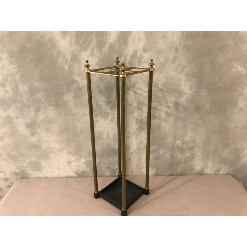 Small square brass umbrella stand from the twentieth century