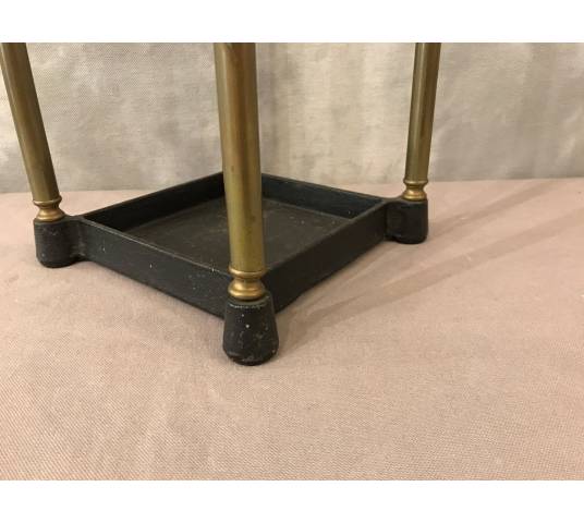 Small square brass umbrella stand from the twentieth century