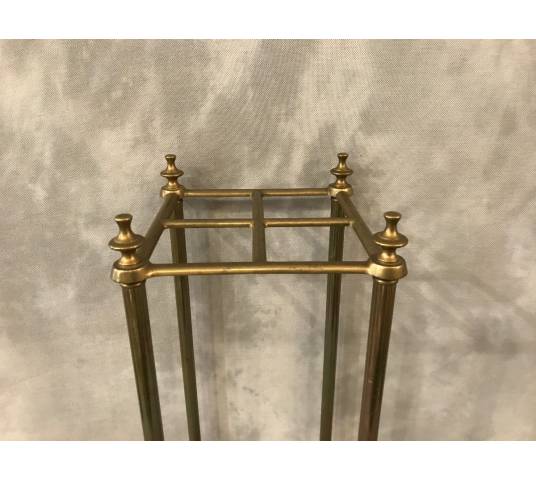 Small square brass umbrella stand from the twentieth century