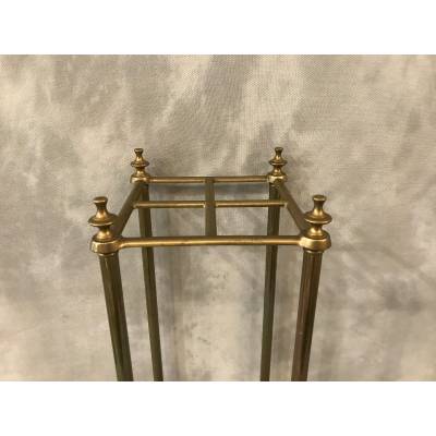 Small square brass umbrella stand from the twentieth century