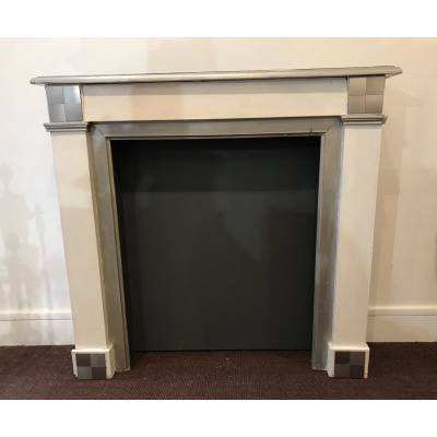 Decorative painted wood fireplace in an Art Deco spirit