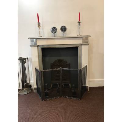 Decorative painted wood fireplace in an Art Deco spirit