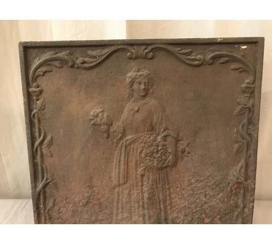 Petite plaque de cheminée ancienne en fonte d'époque fin 18 ème