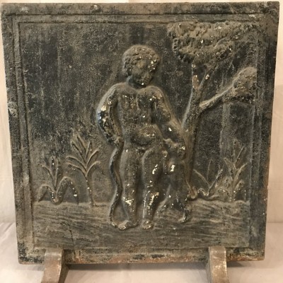 Plaque de cheminée ancienne en fonte d'époque 18èm-siècle