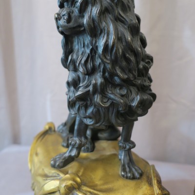 Ravissante paire de chenets en bronze doré "le chien et le chat"d'époque Louis XVI 18 ème