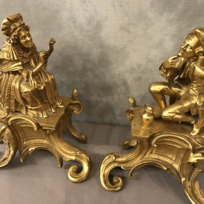 Ravant pair of vintage golden bronze channels 19 th