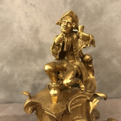 Ravissante paire de chenets en bronze doré d'époque 19 ème