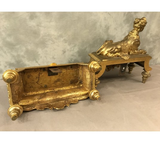 Paire de chenets en bronze gilt aux sphinx d' epoch 19 ème