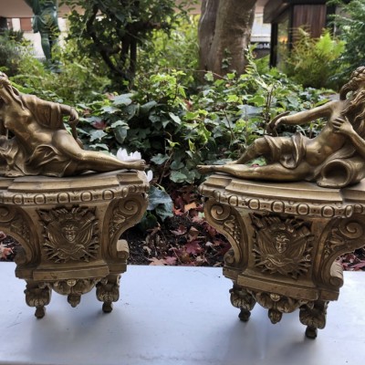 Pair of ancient bronze caterpillars Regency