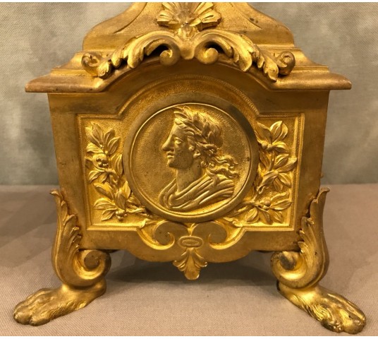 Beaux chenets in gilded bronze Louis XIV Régence