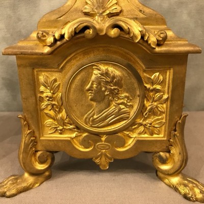 Beaux chenets in gilded bronze Louis XIV Régence