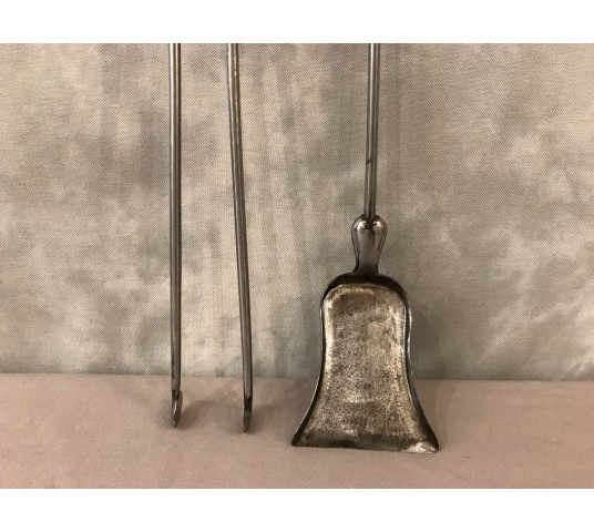 Set of a iron and bronze shovel and pliers 19th century