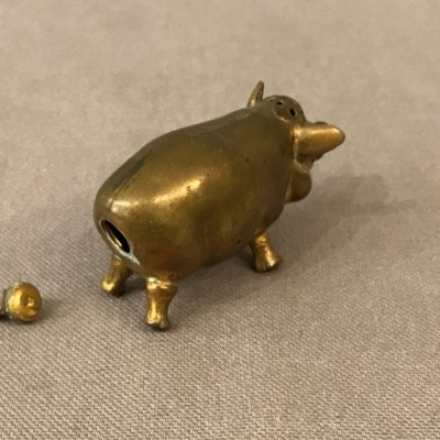 Salière petit cochon en laiton d'époque 19 ème