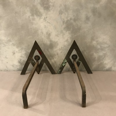 Pair of track Art Deco in brass and iron