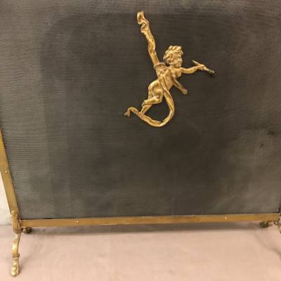 Pare fire screen of chimney in bronze vintage 19 th