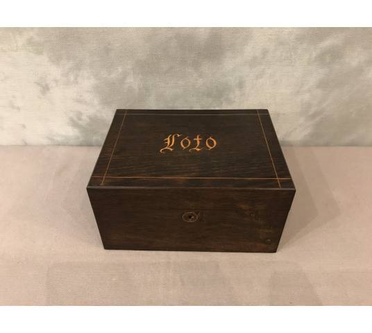 Jeu de loto ancien vers 1900 dans son coffret en bois d’acajou